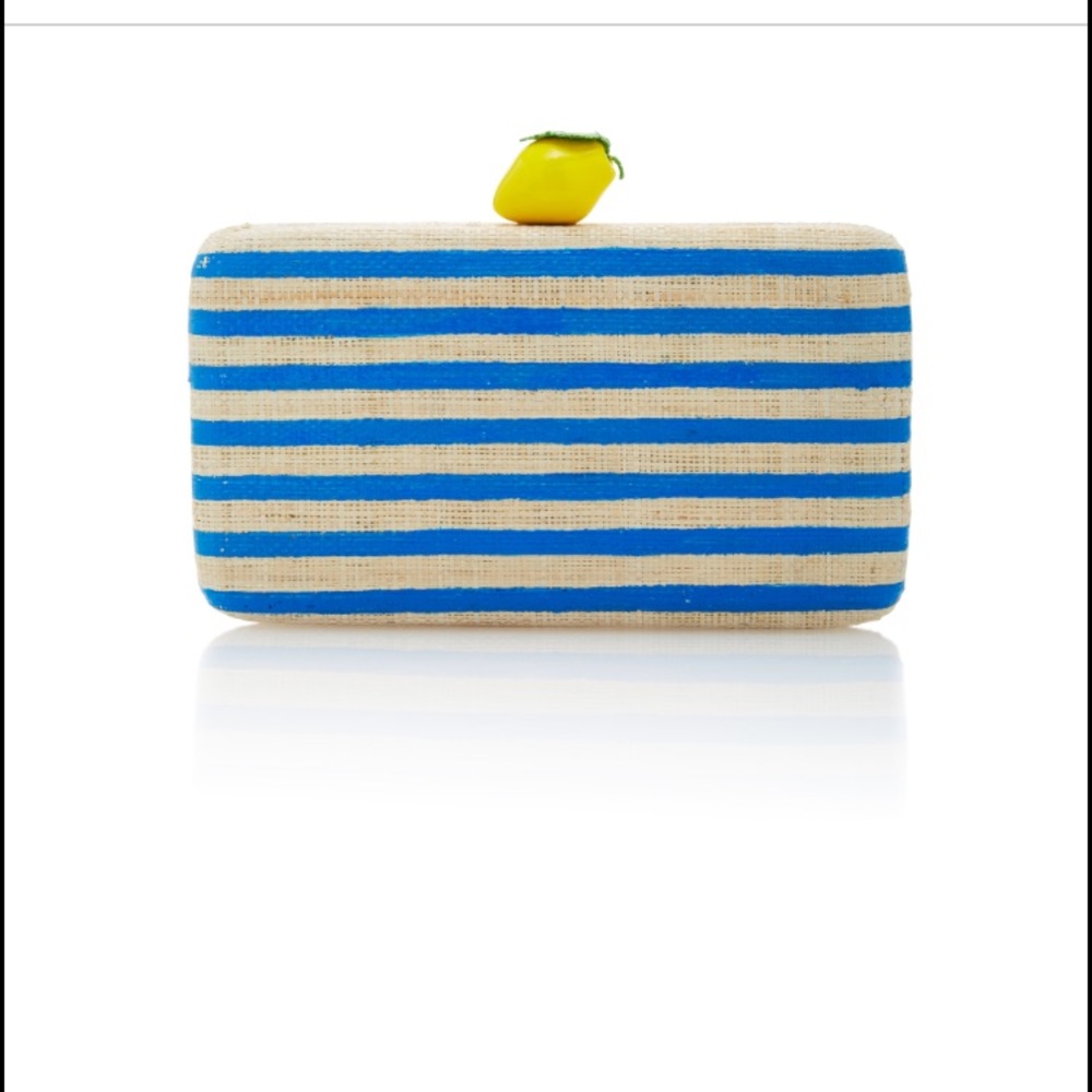 Anthropologie Vera Striped Raffia Clutch